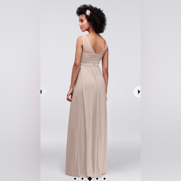 NWT! DAVID'S BRIDAL Long Mesh Dress with Illusion Sweetheart Neckline! - Picture 2 of 9